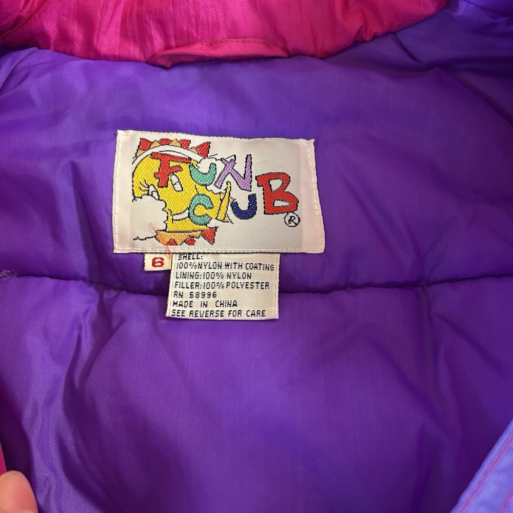 Fun Club Kids Vintage 90s Multi-Colored Color Block Puffer Coat Size 6 - Picture 5 of 6